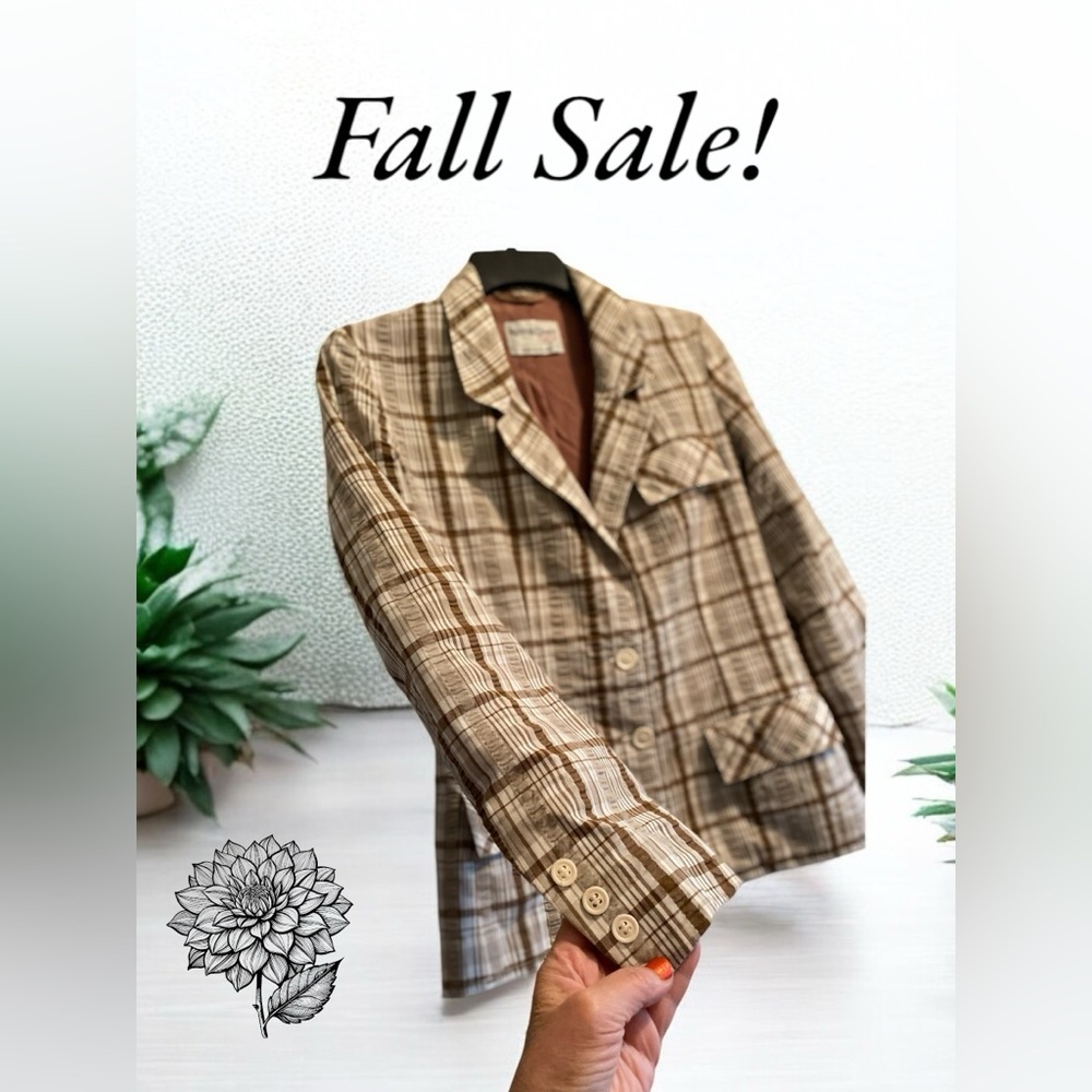 Vintage Roth-Le Cover Sport Blazer, Women’s 8, Cream &  Brown Stripes, Pockets